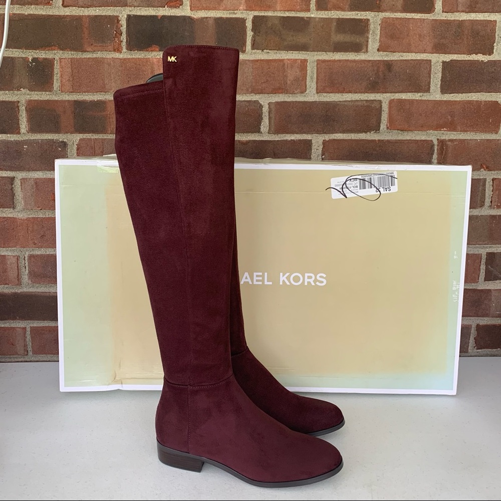 Michael Michael Kors Bromley maroon stretch suede knee high boots Women’s US 5.5